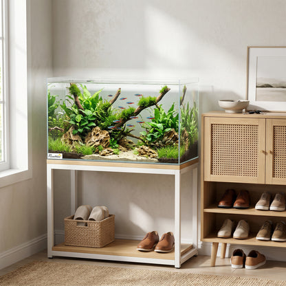 43L Fish Tank, Glass Aquarium, Small Fish Tank with Protective Base Mat, for Shrimps, Turtles, Transparent, 50 x 30 x 30 cm