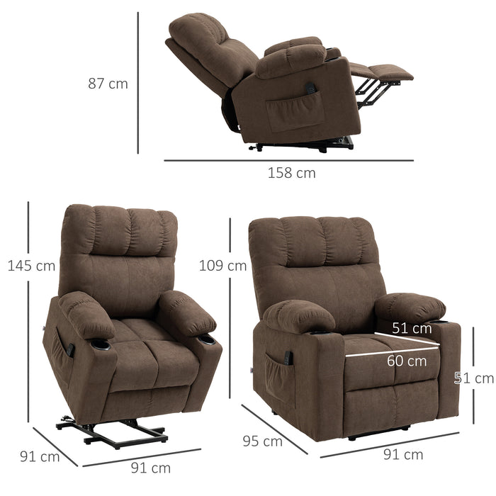 Heavy Duty Riser and Recliner Chair Lift Chair for the Elderly, Brown