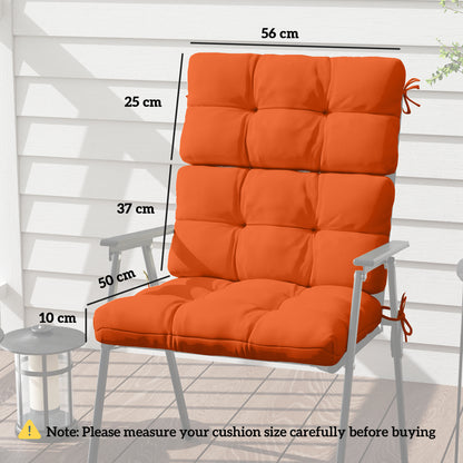 2pc Outdoor Seat Cushion with Backrest, Ties, for Garden, Orange