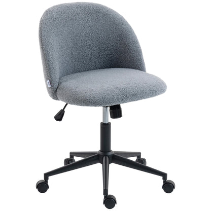 Desk Chair, Fluffy Swivel Office Chair for Makeup Vanity, Grey