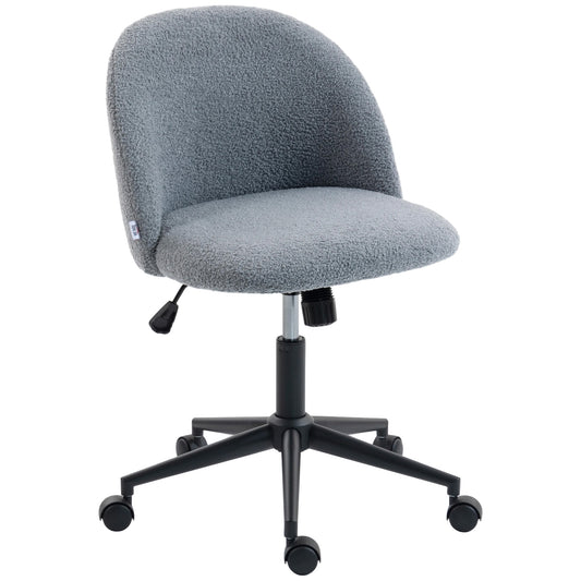 Desk Chair, Fluffy Swivel Office Chair for Makeup Vanity, Grey