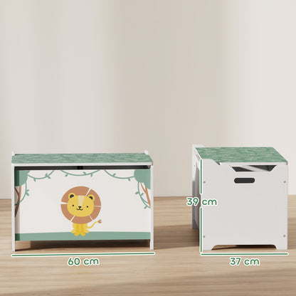 Toy Box with Lid, Safety Hinges for Kids, Nursery, Bedroom, Green