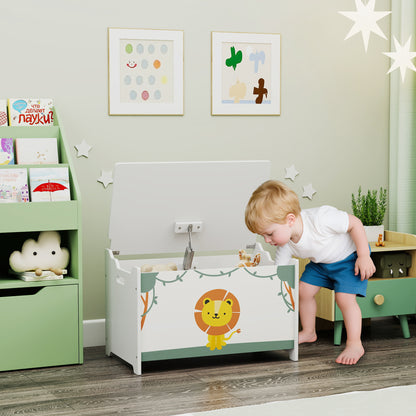 Toy Box with Lid, Safety Hinges for Kids, Nursery, Bedroom, Green