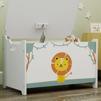 Toy Box with Lid, Safety Hinges for Kids, Nursery, Bedroom, Green