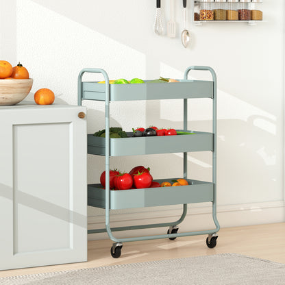 3-Tier Storage Trolley, Storage Cart with Mesh Backets, Wheels