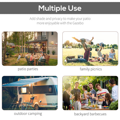 3 x 2.5m Patio Metal Gazebo Door Window Awning Wall Mount Metal Outdoor Shelter Charcoal Grey