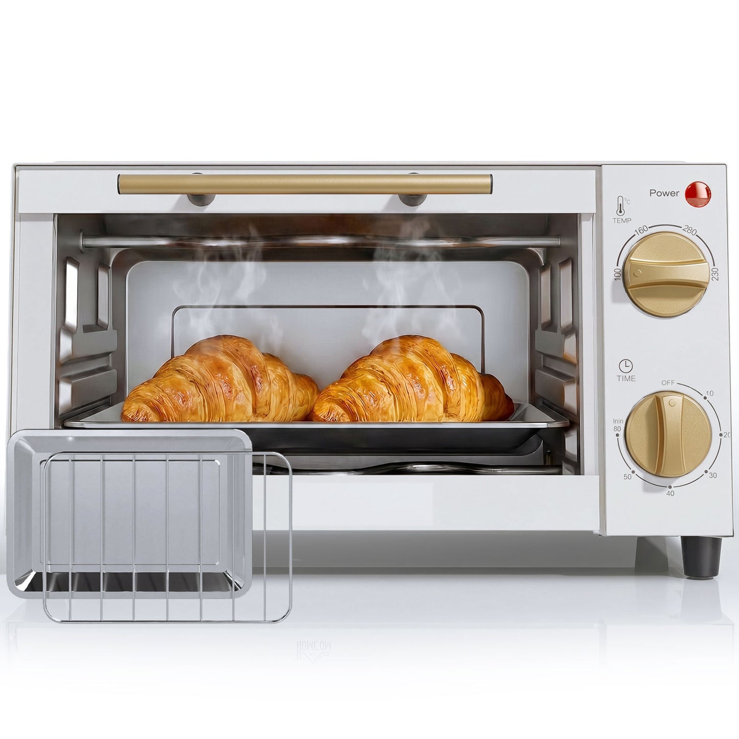 Mini Oven 9L Countertop Toaster Oven with Timer Control 750W White