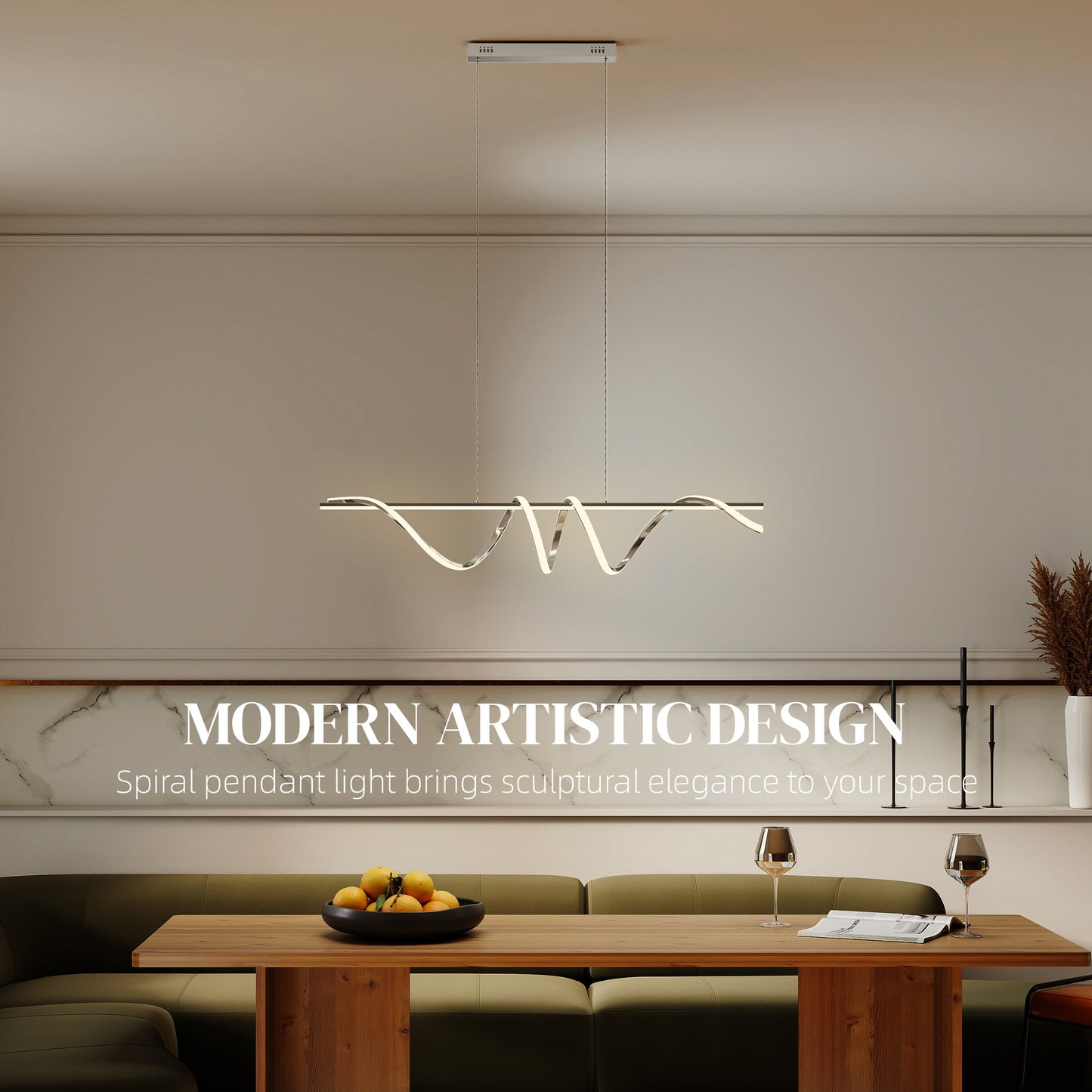 Pendant Light, Ceiling Light with 3 Colour Temperatures, Silver Tone