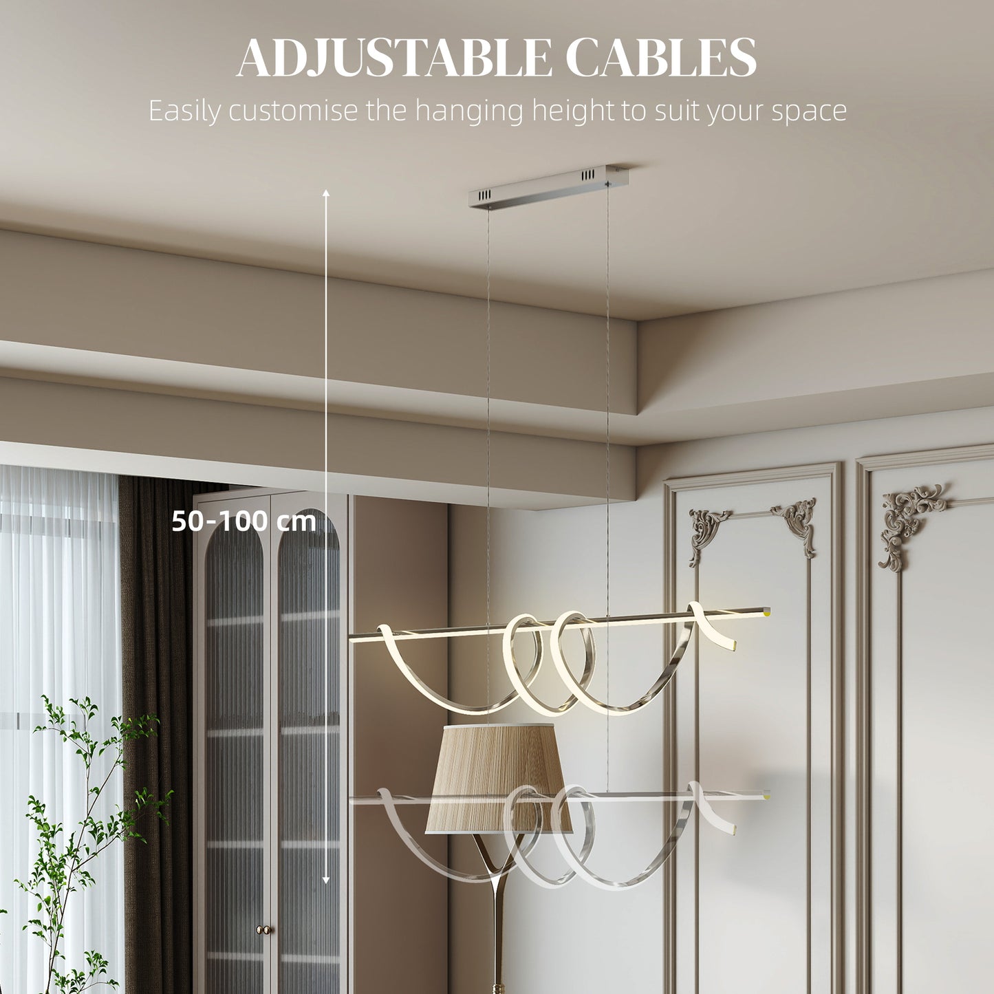 Pendant Light, Ceiling Light with 3 Colour Temperatures, Silver Tone