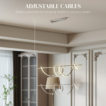 Pendant Light, Ceiling Light with 3 Colour Temperatures, Silver Tone