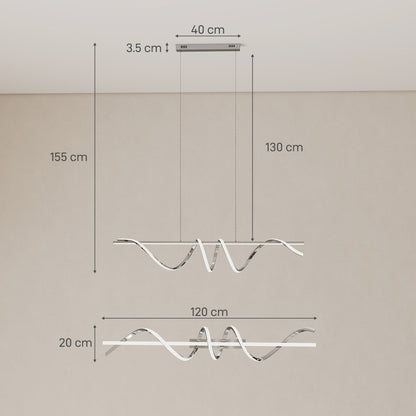 Pendant Light, Ceiling Light with 3 Colour Temperatures, Silver Tone