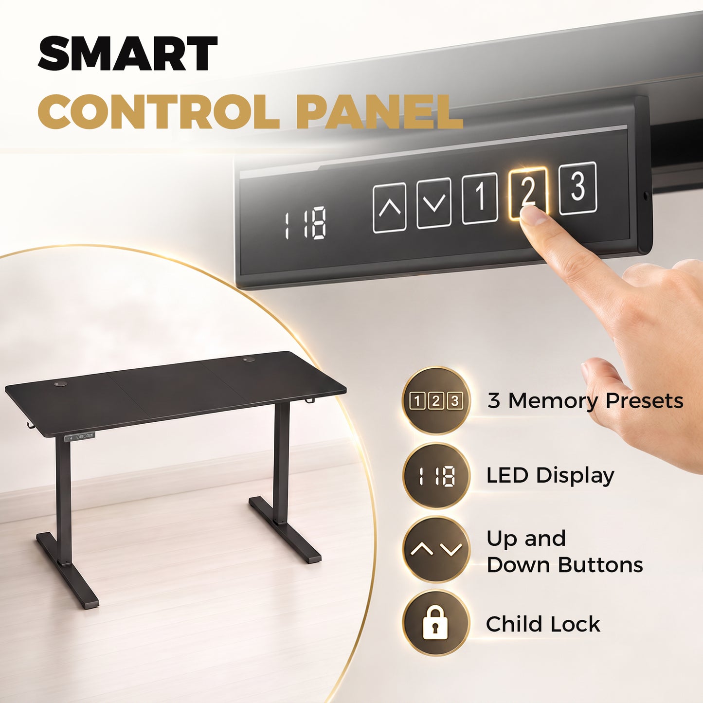 Standing Desk Memory Control Adjustable Black