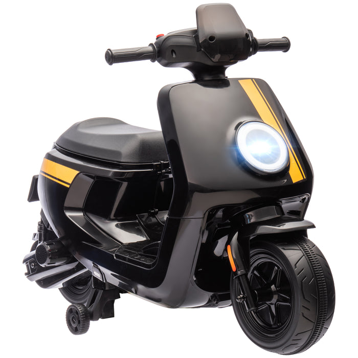 6V Kids Electric Motorbike with Headlight and Music - Black