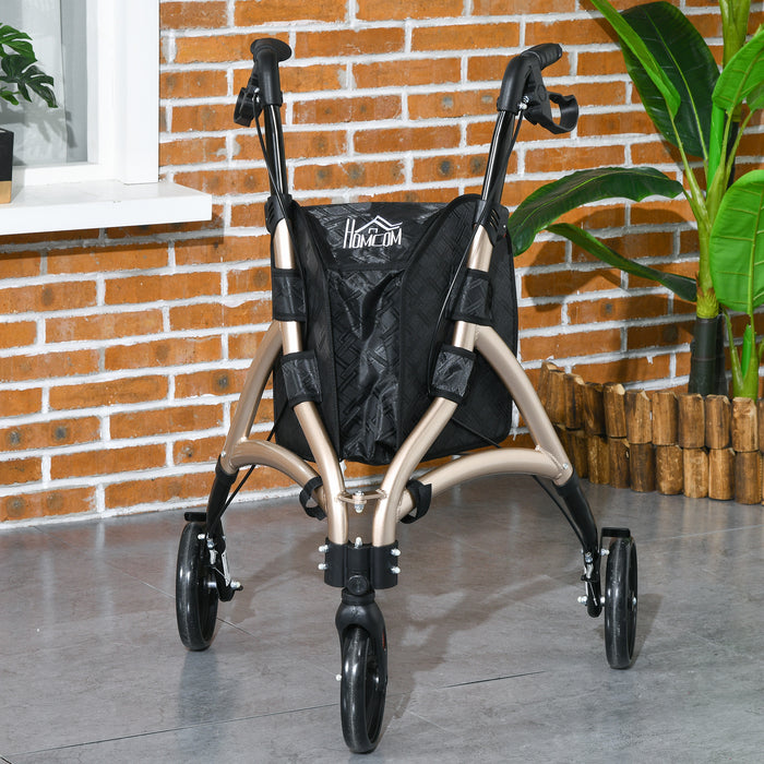 3 Wheel Rollator, Lightweight Aluminium Tri Walker with Adjustable Handle, Storage Bag and Dual Brakes, Folding Mobility Walking Aid