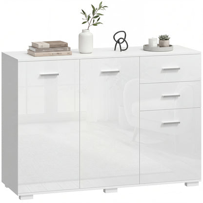 Modern Sideboard Kitchen Storage Cabinet, High Gloss White