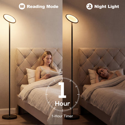 Uplighter Floor Lamp with Tuya App and Music Sync for Bedroom, Black