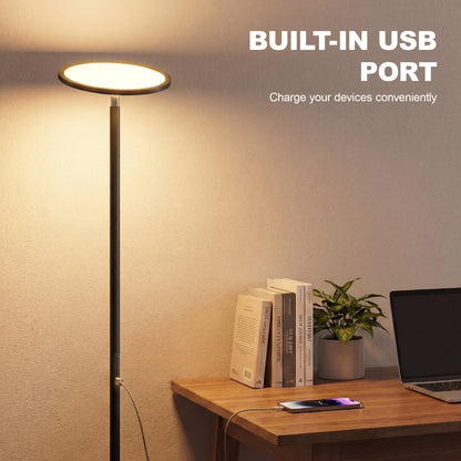 Uplighter Floor Lamp with Tuya App and Music Sync for Bedroom, Black