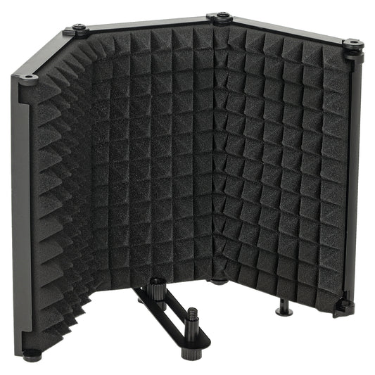 Foldable Table Top Studio Microphone Isolation Shield, Black