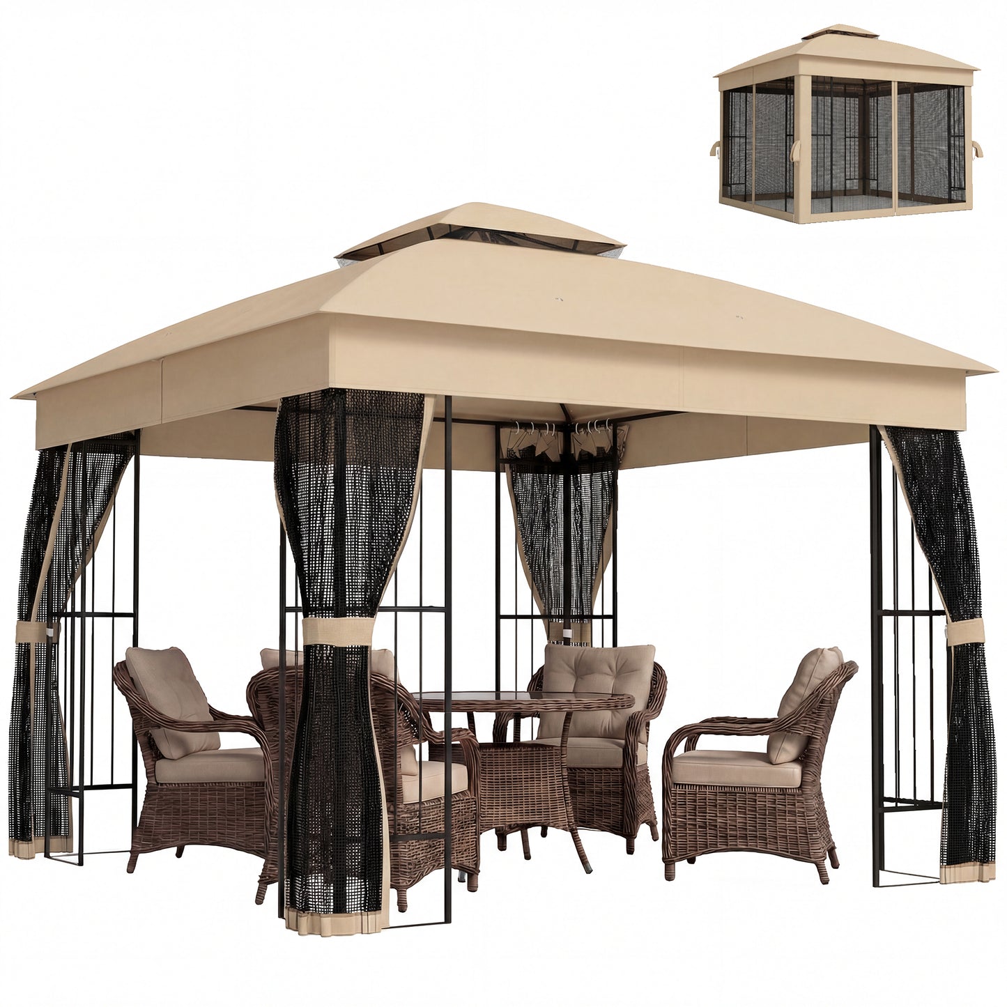 3 x 3 m Garden Gazebo with Shelves, UPF50+ Permanent Gazebo