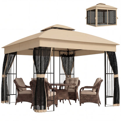 3 x 3 m Garden Gazebo with Shelves, UPF50+ Permanent Gazebo