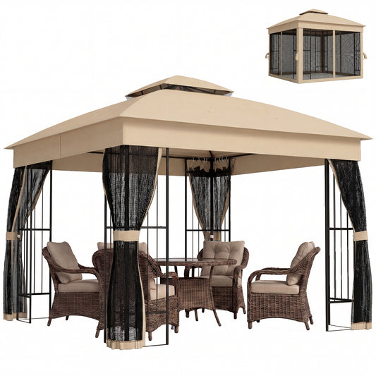 3 x 3 m Garden Gazebo with Shelves, UPF50+ Permanent Gazebo