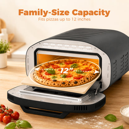 Pizza Oven Indoor, 12 Inch Electric Countertop Pizza Maker, 2200W