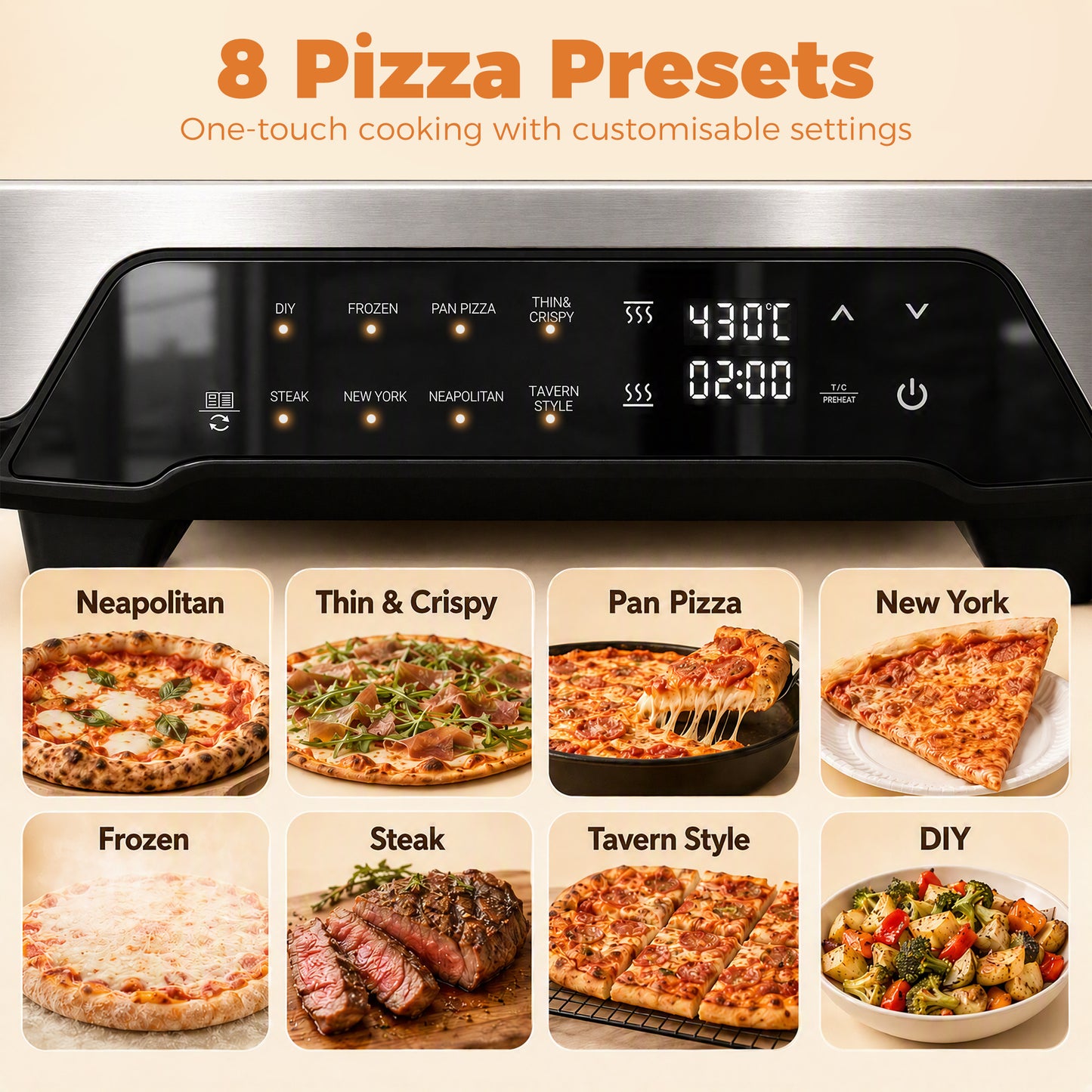 Pizza Oven Indoor, 12 Inch Electric Countertop Pizza Maker, 2200W