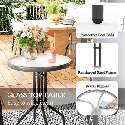 Garden Bistro Set, Small Garden Set w/ Stackable Chairs, Dark Grey