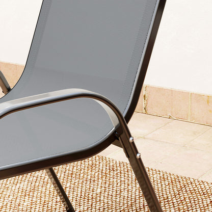 Garden Bistro Set, Small Garden Set w/ Stackable Chairs, Dark Grey