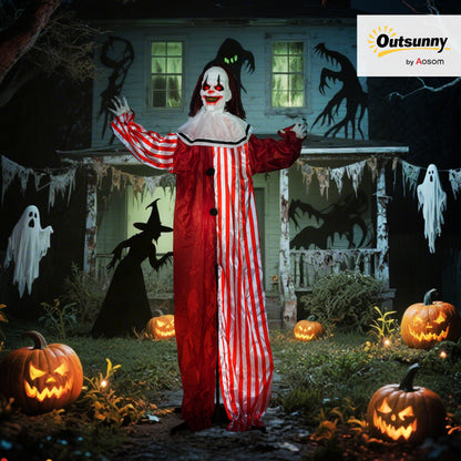 Sound Activated Halloween Animatronics Clown with Red Light Up Eyes
