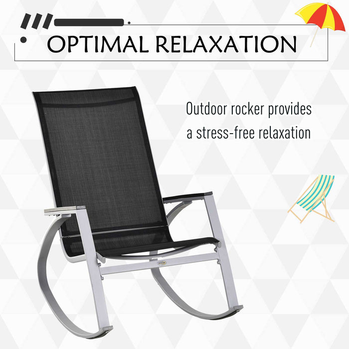 Rocking Chair Sun Lounger Garden Seat Patio High Back Texteline Black