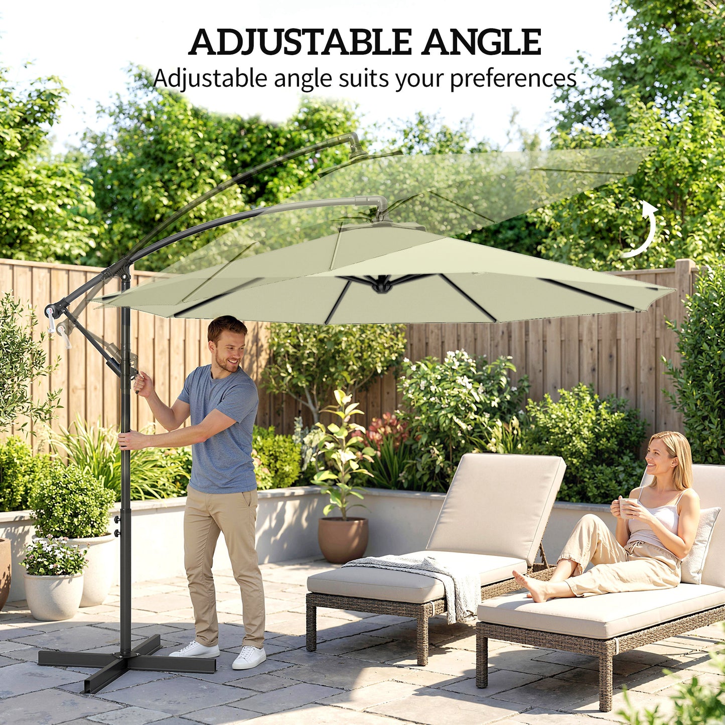 3(m) Banana Parasol Cantilever Umbrella Garden