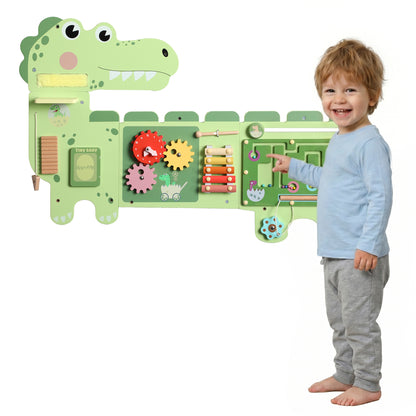 Busy Board Panels Wall Mounted Dinosaur, Green