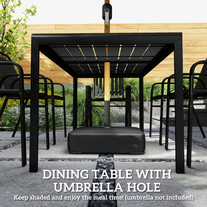 Garden Table and Chairs Set for 6 with Umbrella Hole