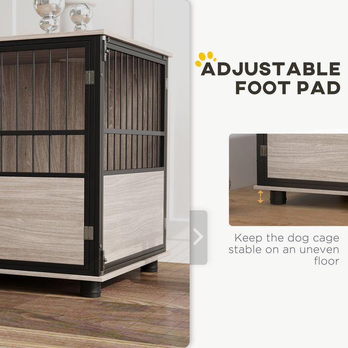 80cm Dog Crate Furniture Dog Cage End Table Indoor w/ Doors, Cushion