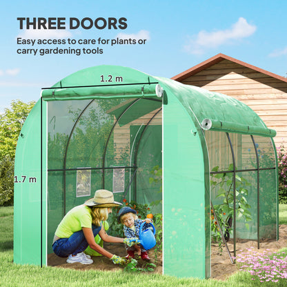 Polytunnel Greenhouse with PE Cover, Galvanised Steel Frame, Green