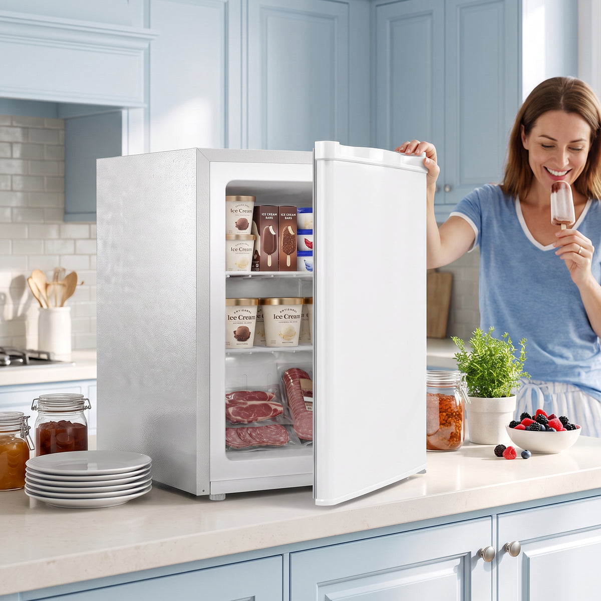 59.1L Tabletop Freezer with Reversible Door - White