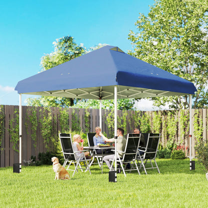 3x3 m Pop Up Gazebo w/ Wheels, One-Touch Party Tent, Dark Blue