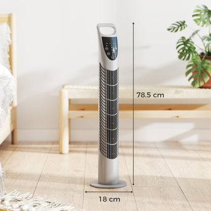 78.5cm Oscillation Tower Fan with Remote Control 3-Speed Wind Grey