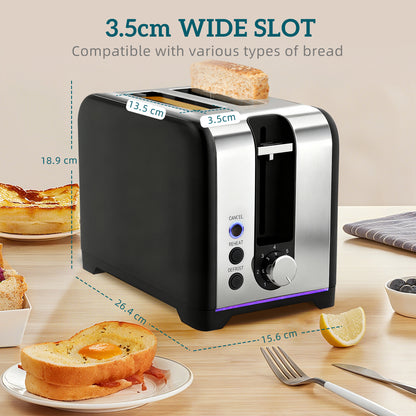 1.7L 3000W Rapid Boil Jug Kettle and 2-Slice Toaster Set, Black