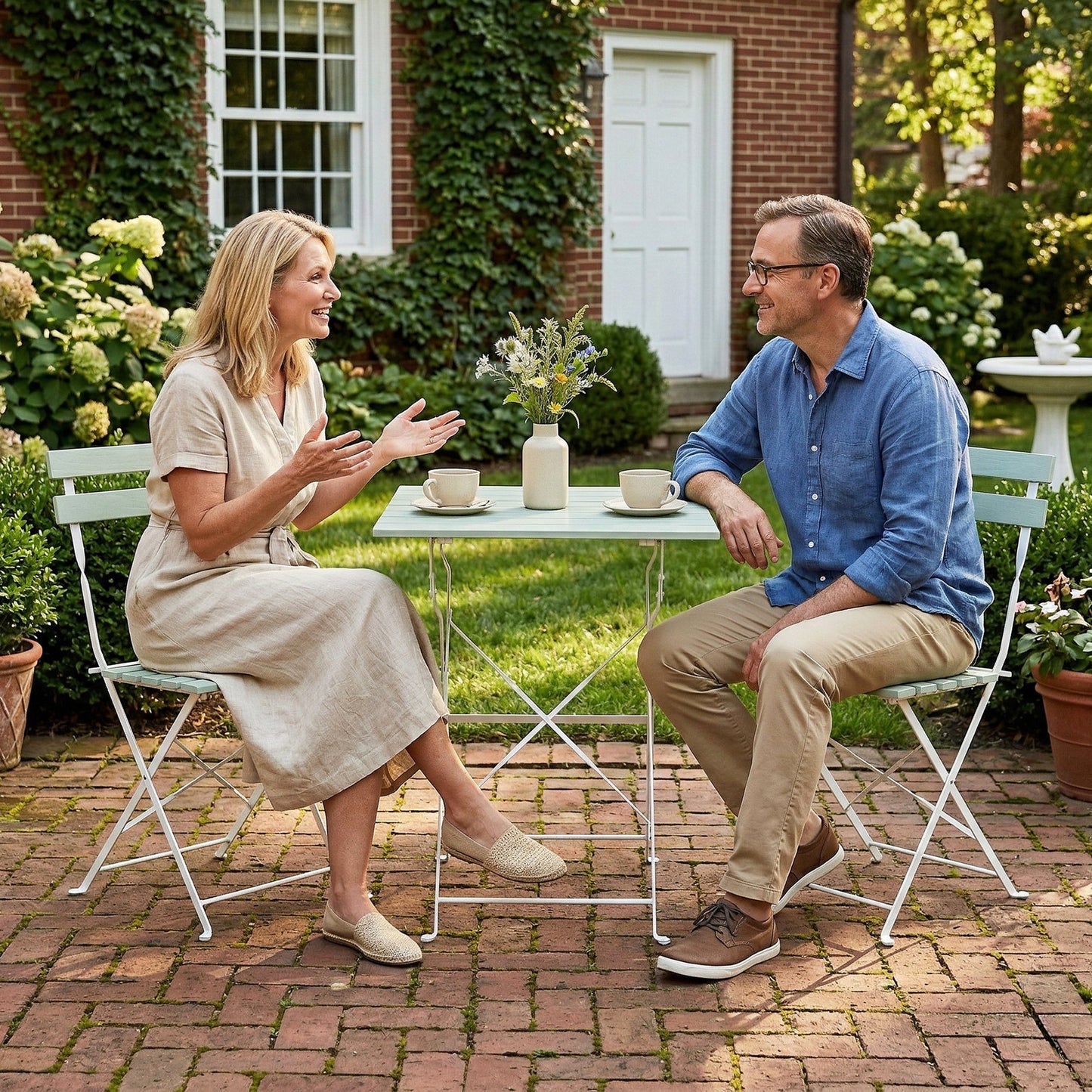 Outdoor Bistro Set Folding for 2 People White Green