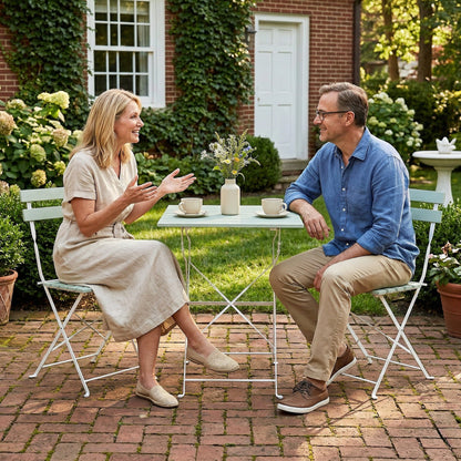 Outdoor Bistro Set Folding for 2 People White Green