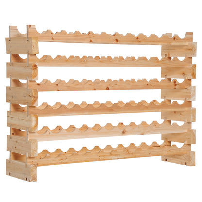72 Bottle Shelf Wine Rack Holder Standing Holds Storage Pine Wood Cellar