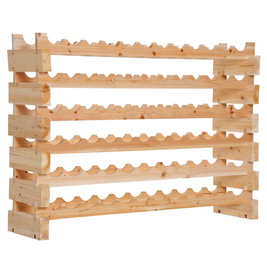 72 Bottle Shelf Wine Rack Holder Standing Holds Storage Pine Wood Cellar