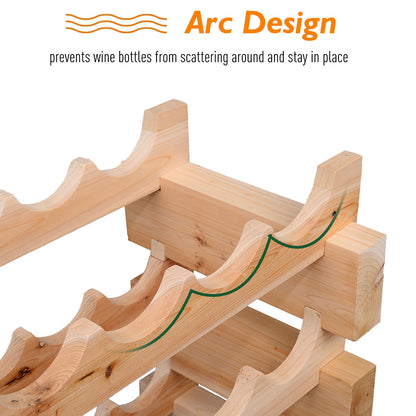 72 Bottle Shelf Wine Rack Holder Standing Holds Storage Pine Wood Cellar