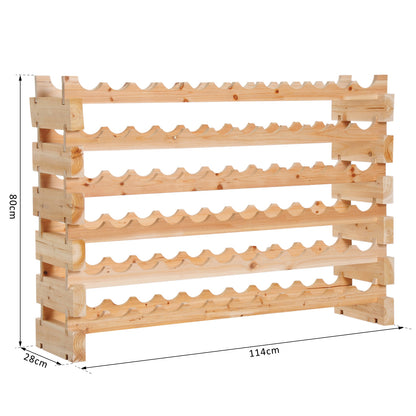 72 Bottle Shelf Wine Rack Holder Standing Holds Storage Pine Wood Cellar