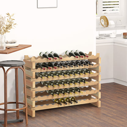 72 Bottle Shelf Wine Rack Holder Standing Holds Storage Pine Wood Cellar