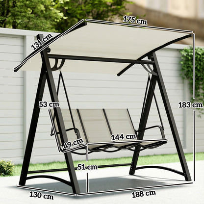3 Seater Swing Chair, Garden Swing Bench with Adjustable Canopy