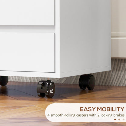 Mobile Vertical Filing Cabinet with 4 Drawers for Home Office, White