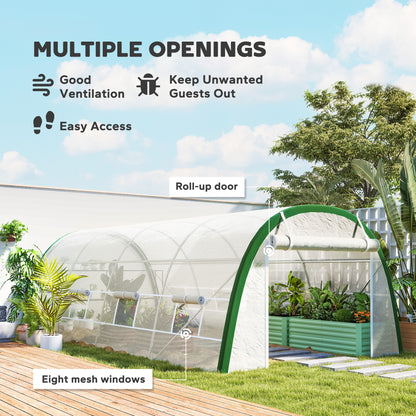 Polytunnel Greenhouse Tunnel Warm House Tent with PE Cover, White